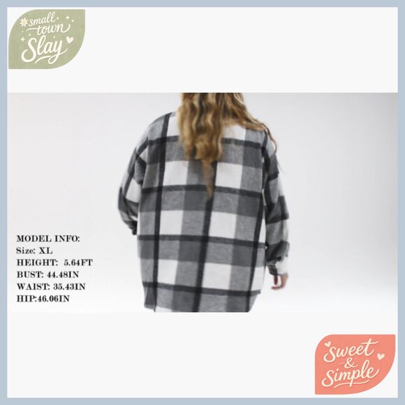 Plus Size Flannel Shacket Long Sleeve Button Down Blouse Casual Tops - Picture 6 of 6